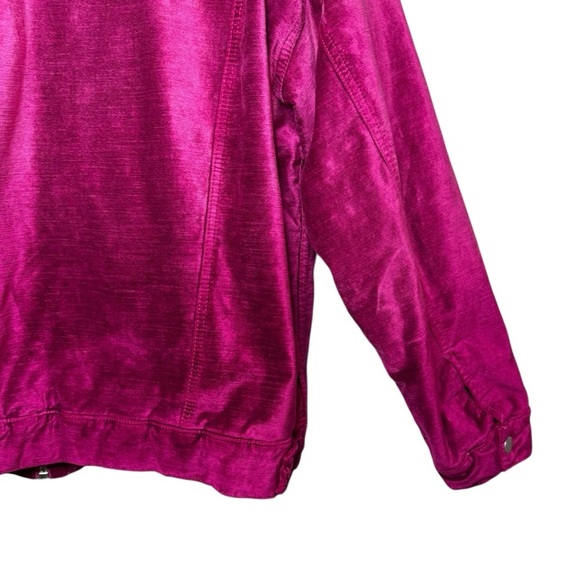 Free People Velvet Fuchsia Women’s Trucker Zip Up Jacket Sz M/L - Picture 14 of 14
